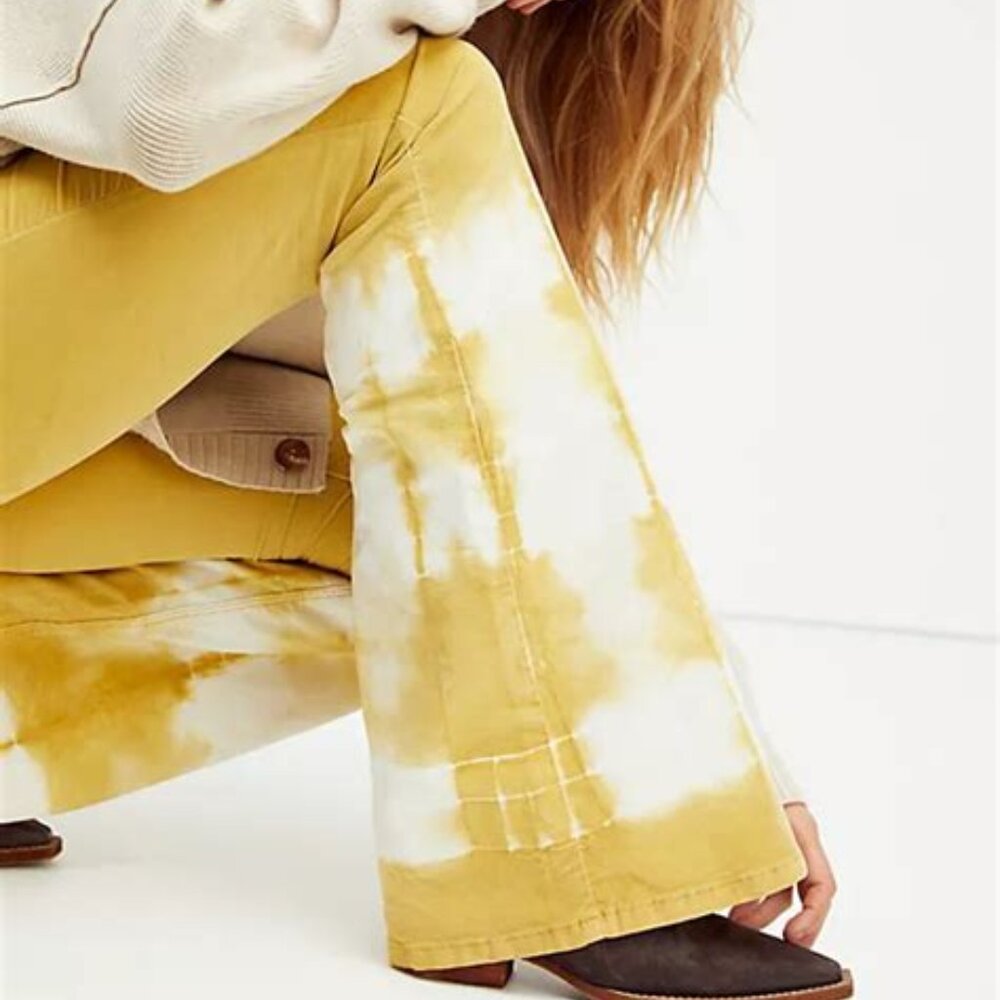 FREE PEOPLE WE THE FREE pull on tie dye cords pants bellbottoms flares 26 hippie